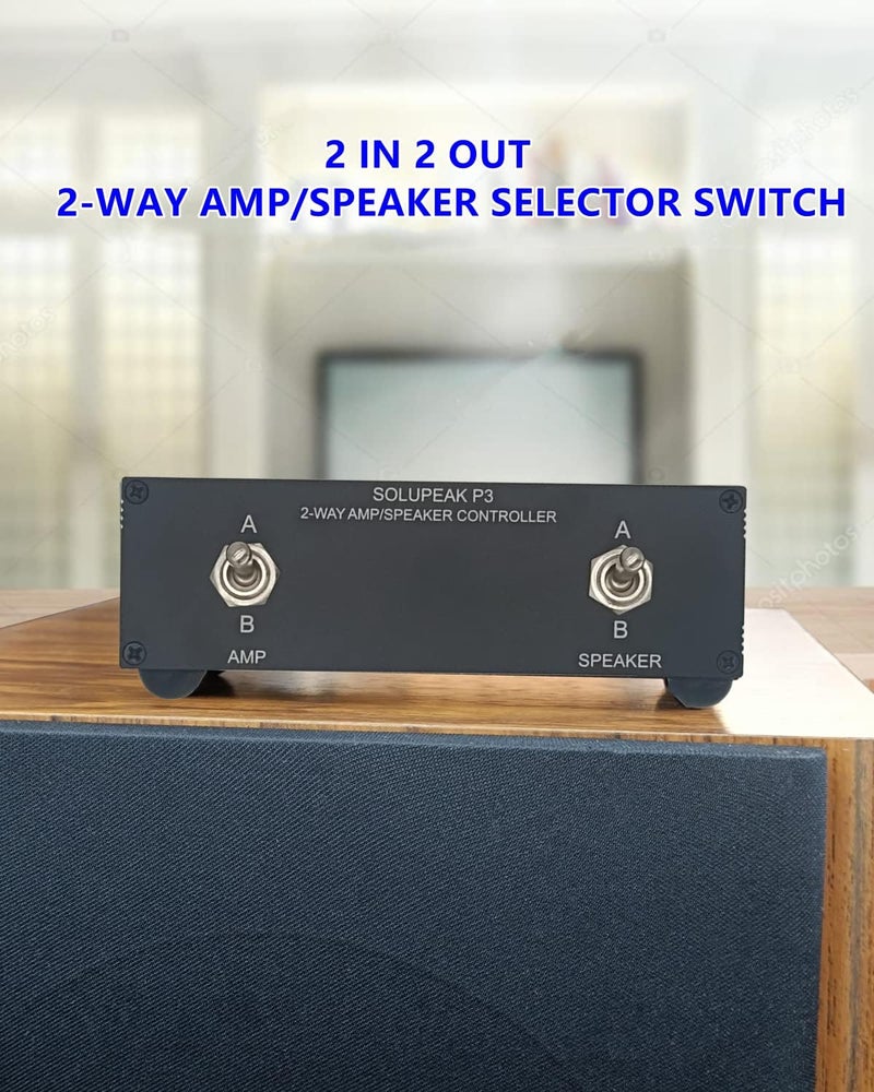 SOLUPEAK P3 2-Way AMP Amplifier to 2 Pair of Speakers Selector Switch Switcher Splitter Combiner Box 2 in 2 Out - Image 3